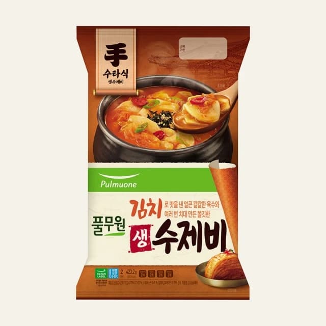풀무원 김치 생 수제비 2인분 (423.2g) 밀키트